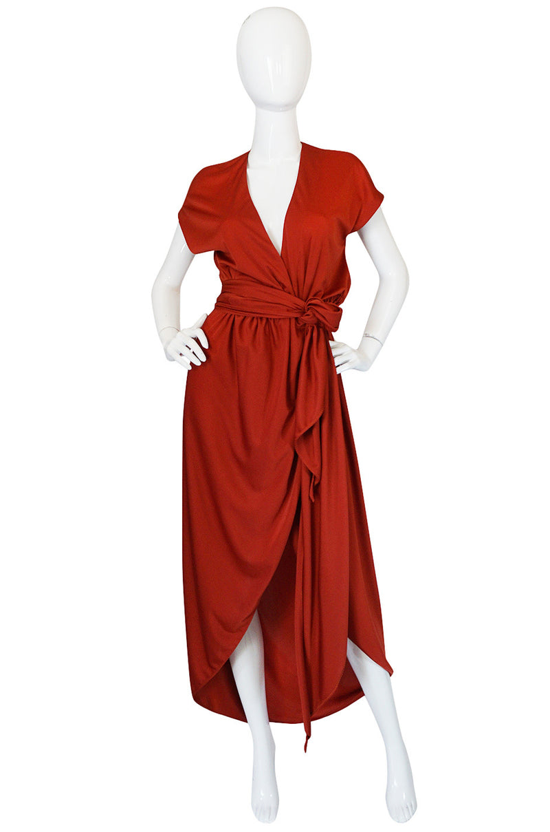 1970s Halston IV Rust Colored Jersey Wrap Dress – Shrimpton Couture